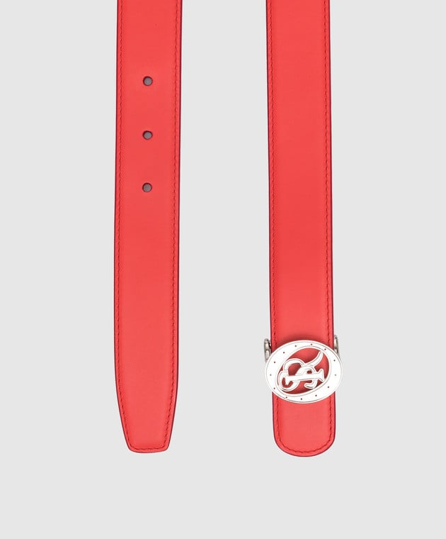 Stefano Ricci - Kids red leather belt with logo monogram