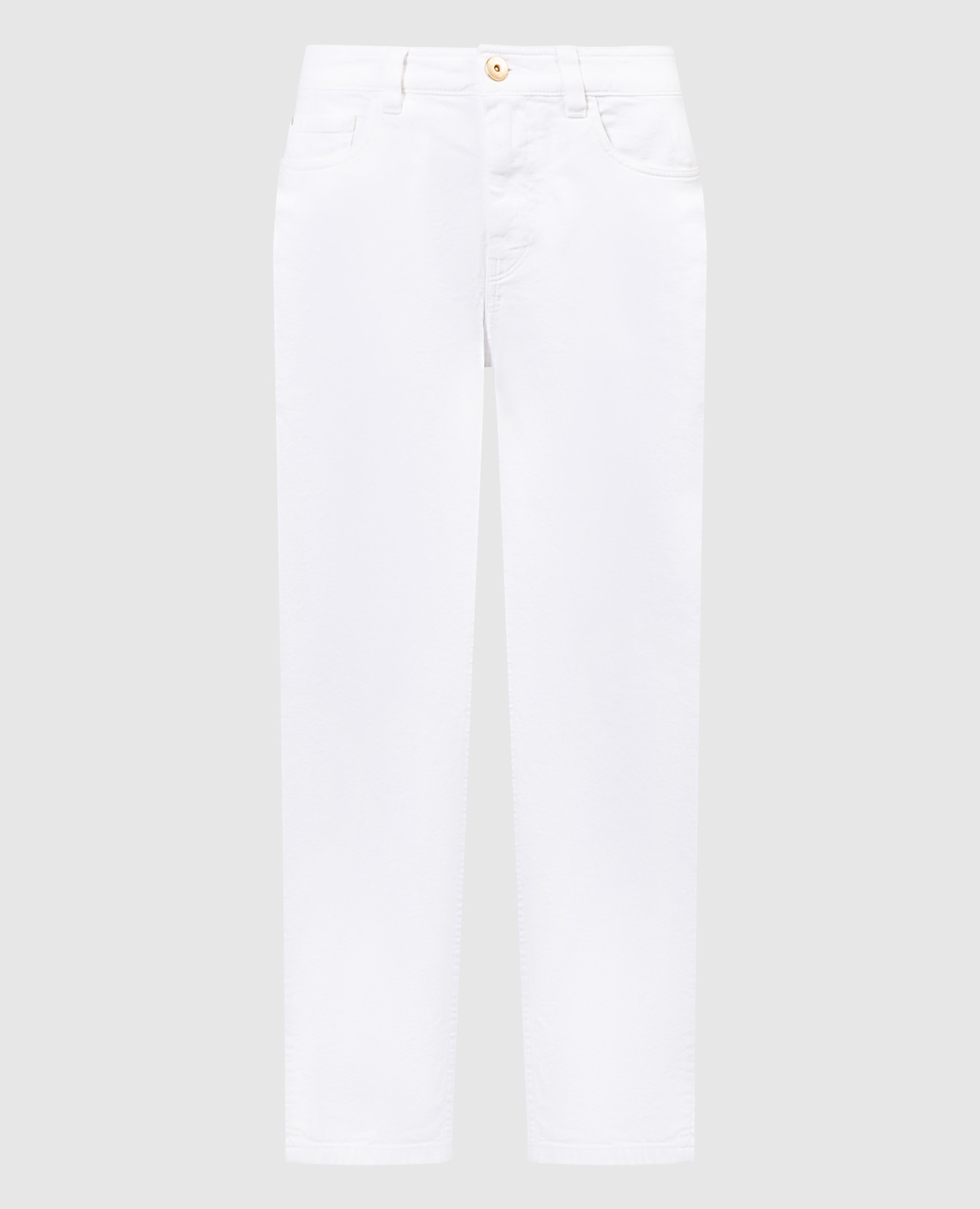 White jeans with logo patch