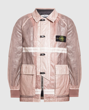 Stone Island Розовая куртка Microfelt с принтом и вышивкой логотипа 7715444Q2
