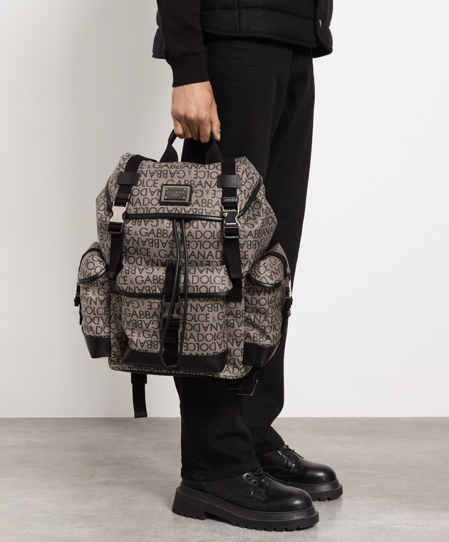 Dolce&Gabbana Gray backpack in logo pattern BM2228AJ705 image 2