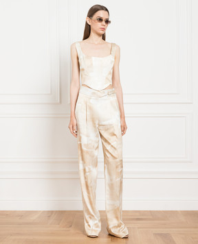 Ermanno Scervino Бежевый топ в камуфляжном принте D422L702IHN