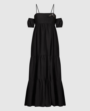 Twinset Чорна сукня з оборками 231LB2ABB