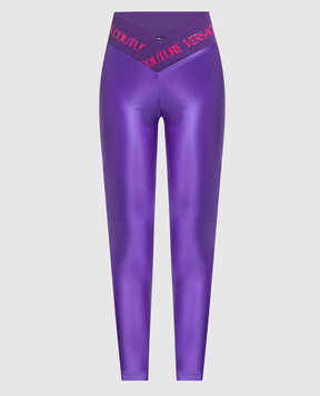Versace Jeans Couture Purple leggings with contrasting logo 74HAC113J0062