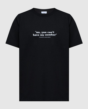 Off-White Чорна футболка з принтом цитати OMAA027S24JER006