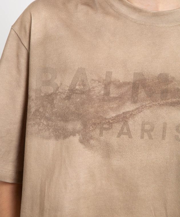 Balmain Beige t-shirt with logo print AF1EE020GC61 изображение 5