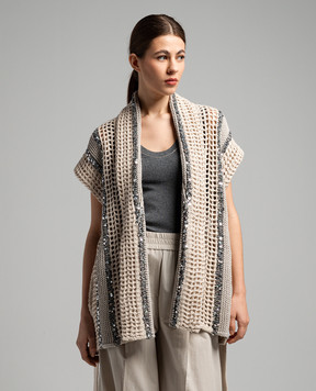 Brunello Cucinelli Бежевий кардиган з паєтками M3Y372316