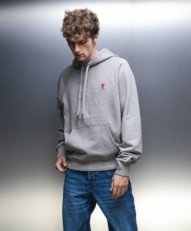 Ami Paris Серые худи с логотипом BFUSW205747 изображение 3