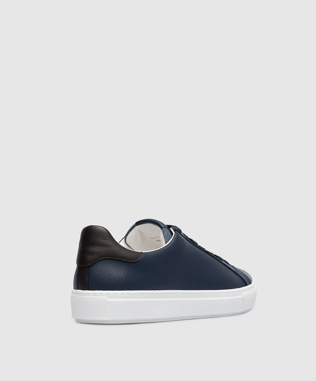 Canali Blue leather sneakers with logo RB00790191233 изображение 3