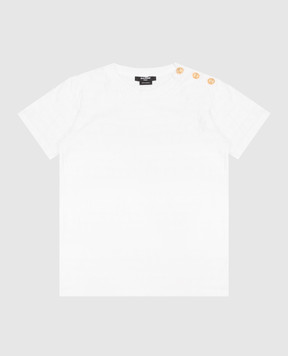 Balmain Детская белая футболка в логотипе шаблон. BS8Q91Z1234