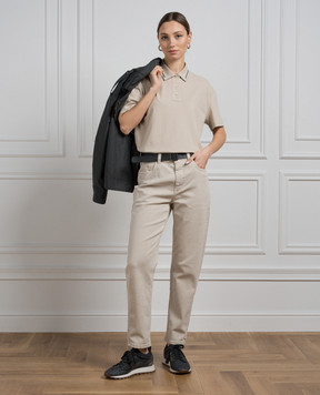 Brunello Cucinelli Бежеве поло з ланцюжком моніль M0T63EM415