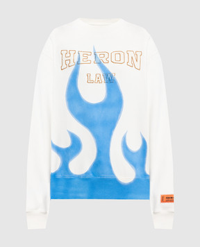 Heron Preston White sweatshirt with LAW FLAMES logo HWBA014S23JER007