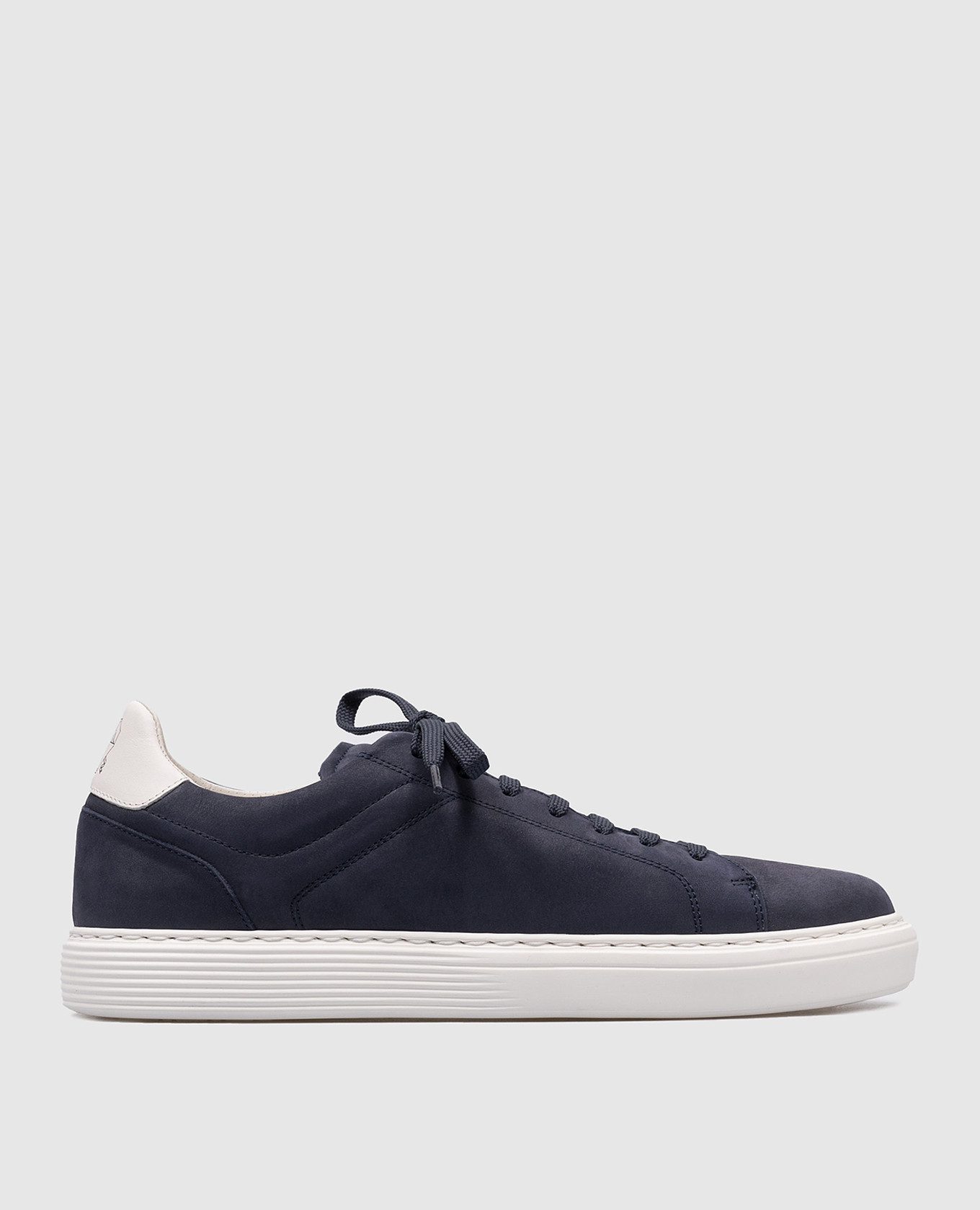 Blue leather trainers with logo