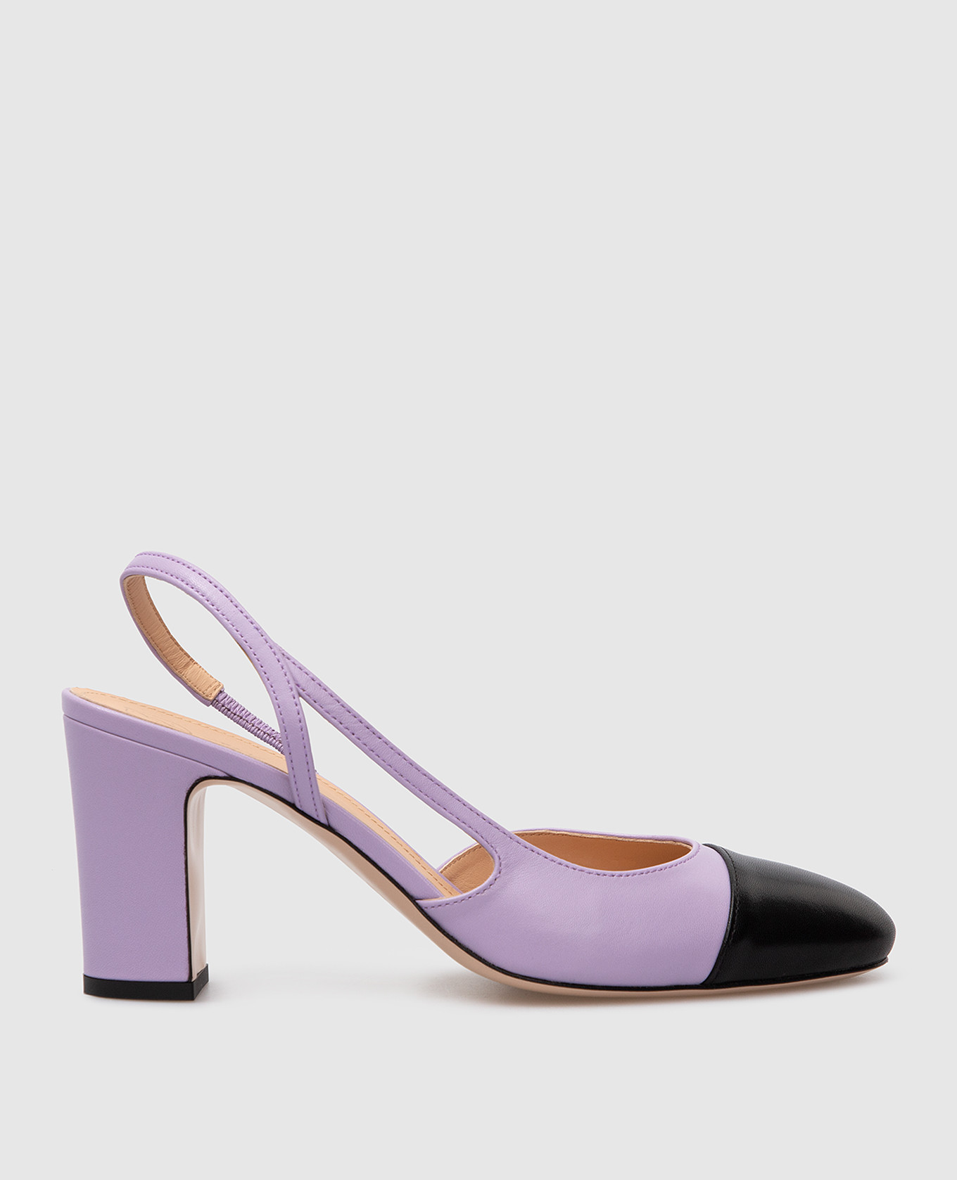 Babe Pay Pls - Lilac leather slingbacks with contrast panel ...