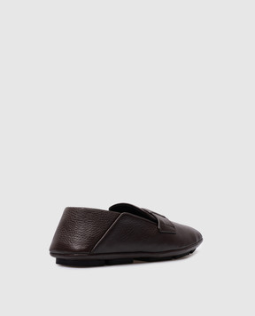 Dolce&Gabbana Коричневі шкіряні мокасини DG Driver з фактурним логотипом A50583A8034