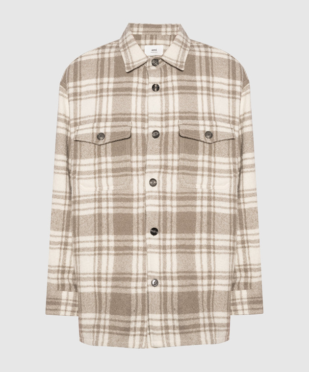 Ami Alexandre Mattiussi White checkered wool shirt UJK226WV0014