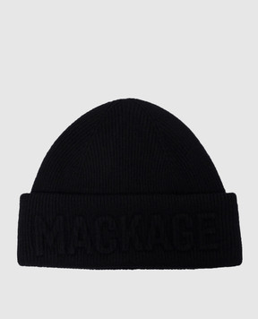 Mackage Чорна шапка з вовни та кашеміра з фактурним логотипом JETT