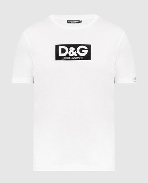 Dolce&Gabbana Белая футболка с контрастным принтом логотипа DG G8QI4TFU7EQ