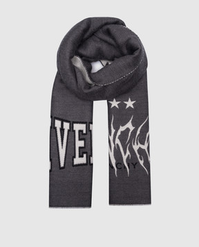 Givenchy Сірий шарф з вовни і шовку з логотипом GV4518J5296