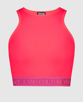 Versace Jeans Couture Рожевий топ з фактурним логотипом 76HAM227J0128