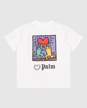 Palm Angels Дитяча біла футболка з принтом Holding Heart PGAA002S24JER0051012