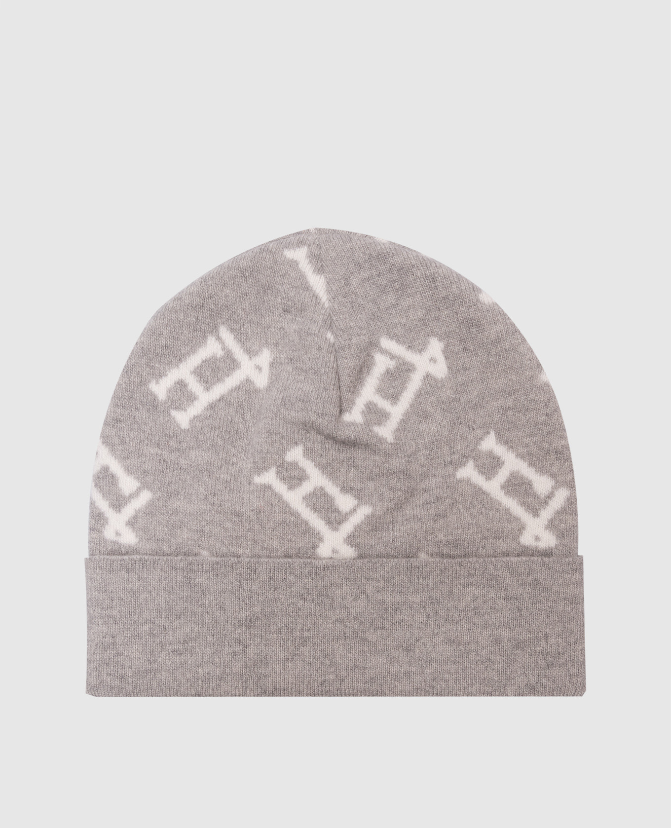 Gray logo pattern wool cap