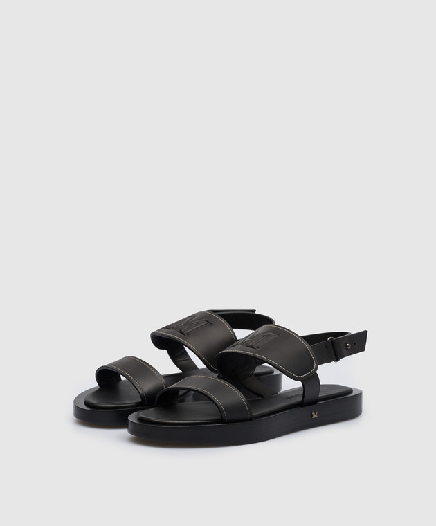 Max Mara Black leather sandals with embossed logo DIANA image 2