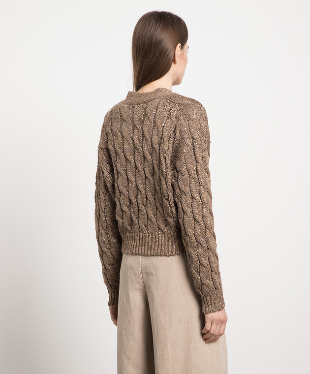 Brunello Cucinelli Brown cardigan with sequins MEA358606P image 4