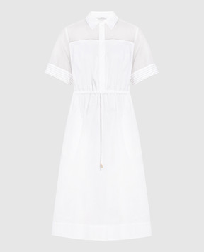 Peserico Біла сукня міді з ланцюжком моніль S02380C8372