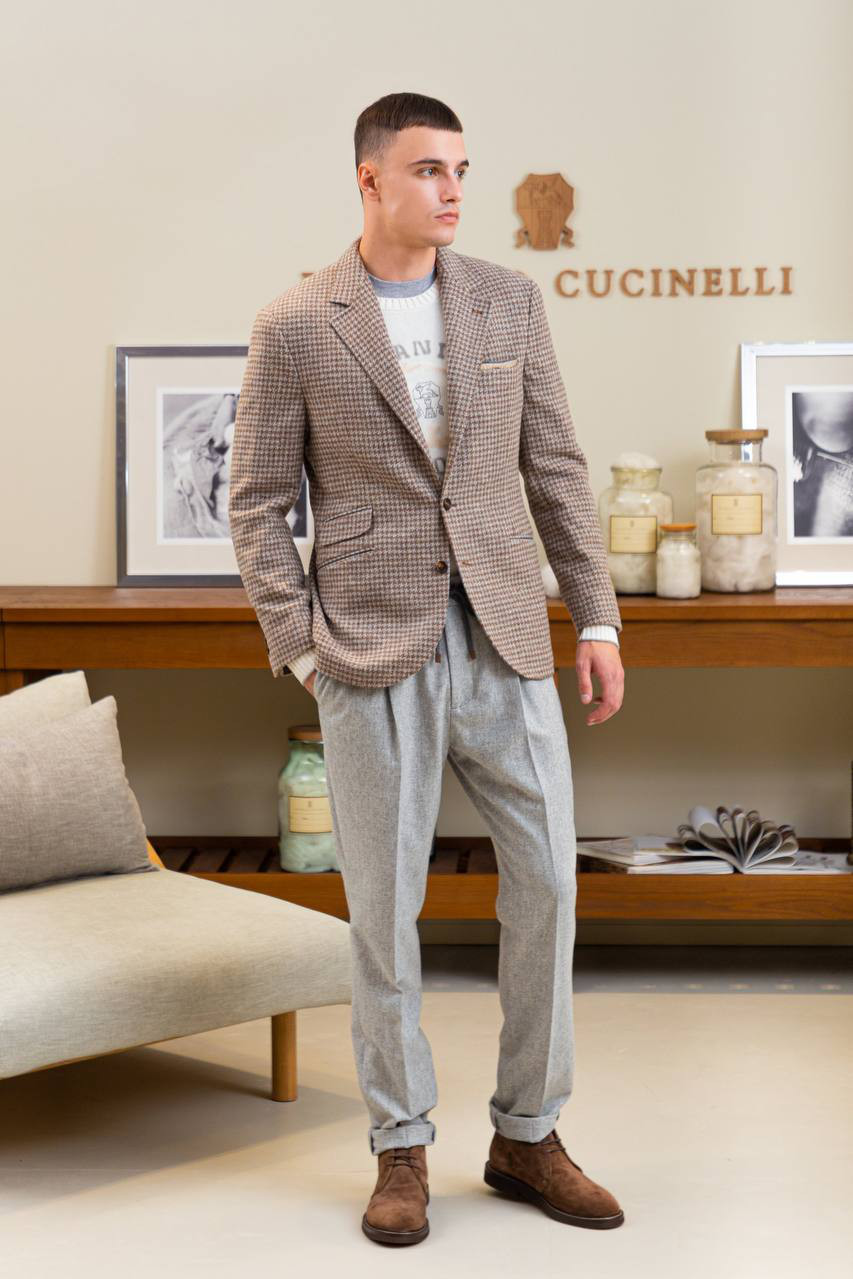 Brunello Cucinelli - Серые брюки из шерсти M038PE1740 купить в Symbol