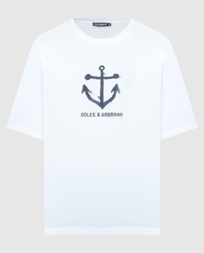 Dolce&Gabbana Біла футболка з принтом Marina з логотипом G8PB8TG7K5W