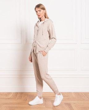 Brunello Cucinelli Бежевые джоггеры из кашемира с цепочкой мониль M12169199P