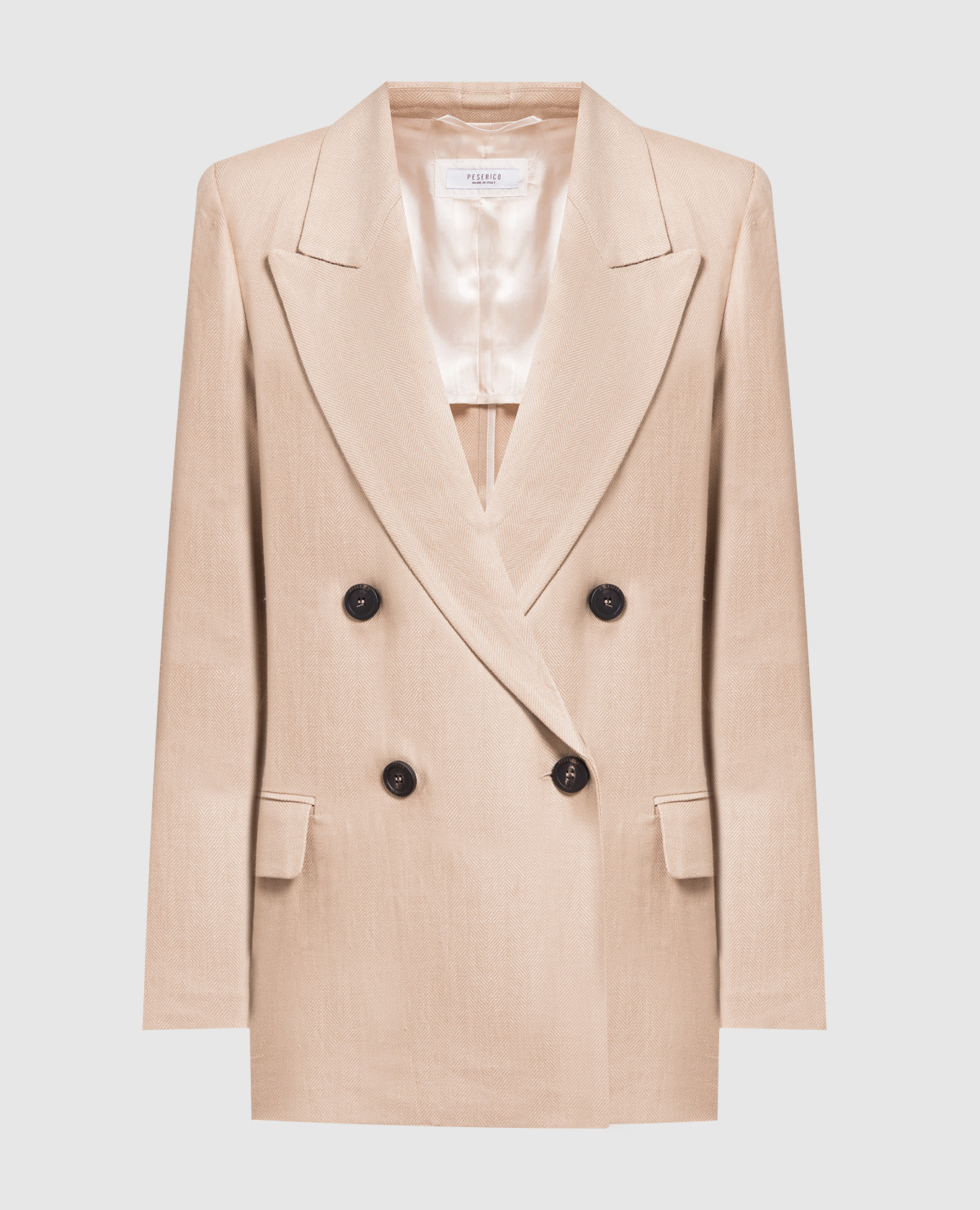 

Коричневый двубортный жакет из льна., Жакеты