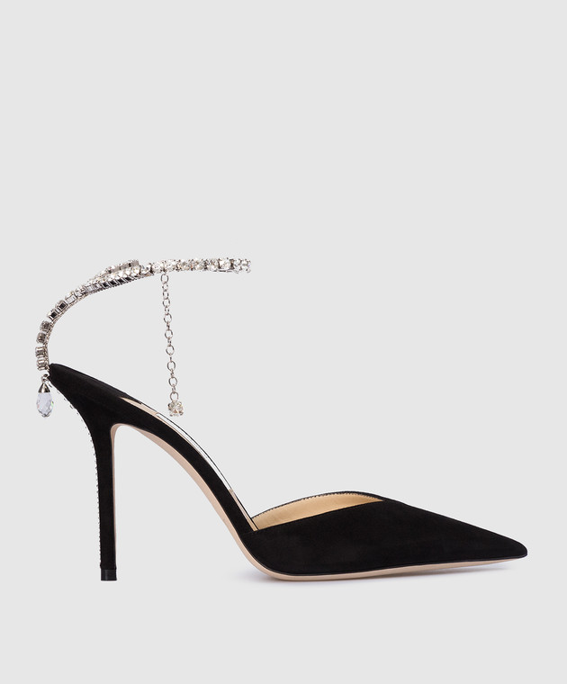 Jimmy Choo - Замшеві босоніжки із кристалами SAEDA100EWA купити в