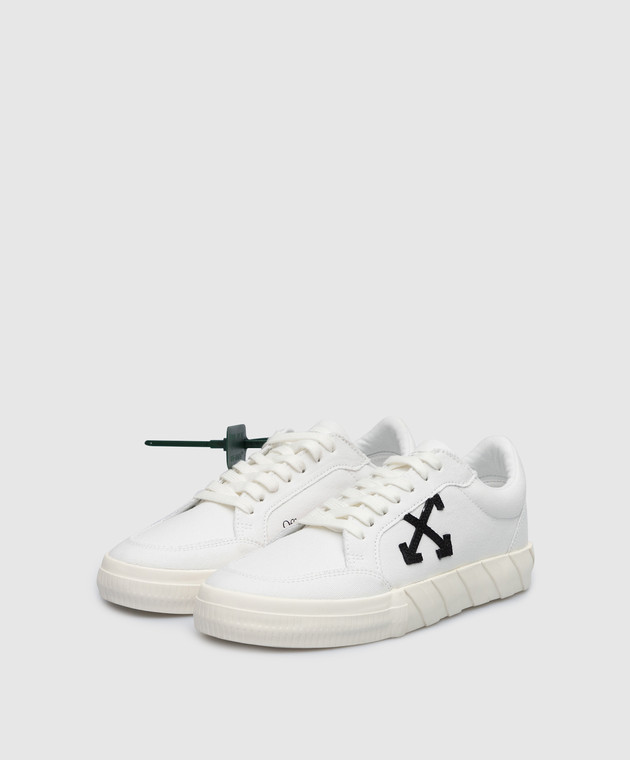 Off-White Белые сникеры Low Vulcanized с фактурным логотипом OWIA272C99FAB002 изображение 2