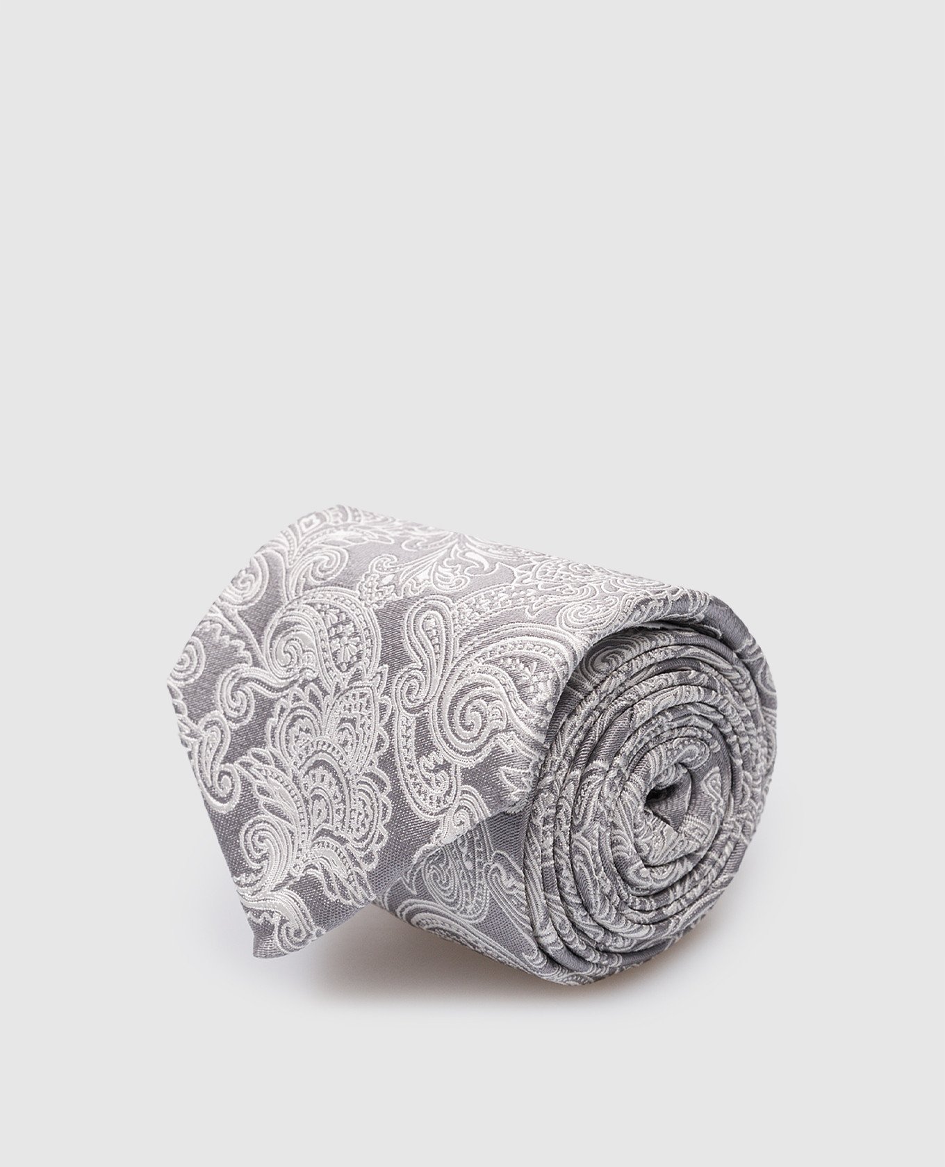 Gray patterned silk tie