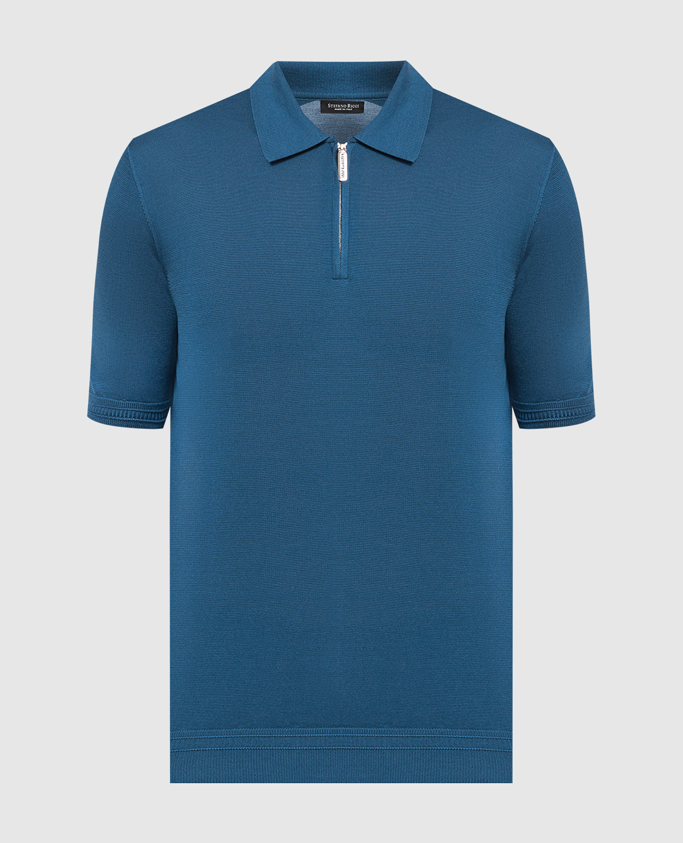Blue silk polo shirt