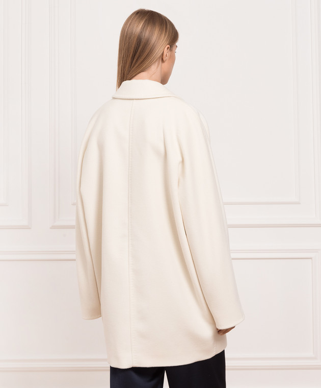 Max Mara Белое двубортное пальто Guinea из шерсти и кашемира GUINEA изображение 4