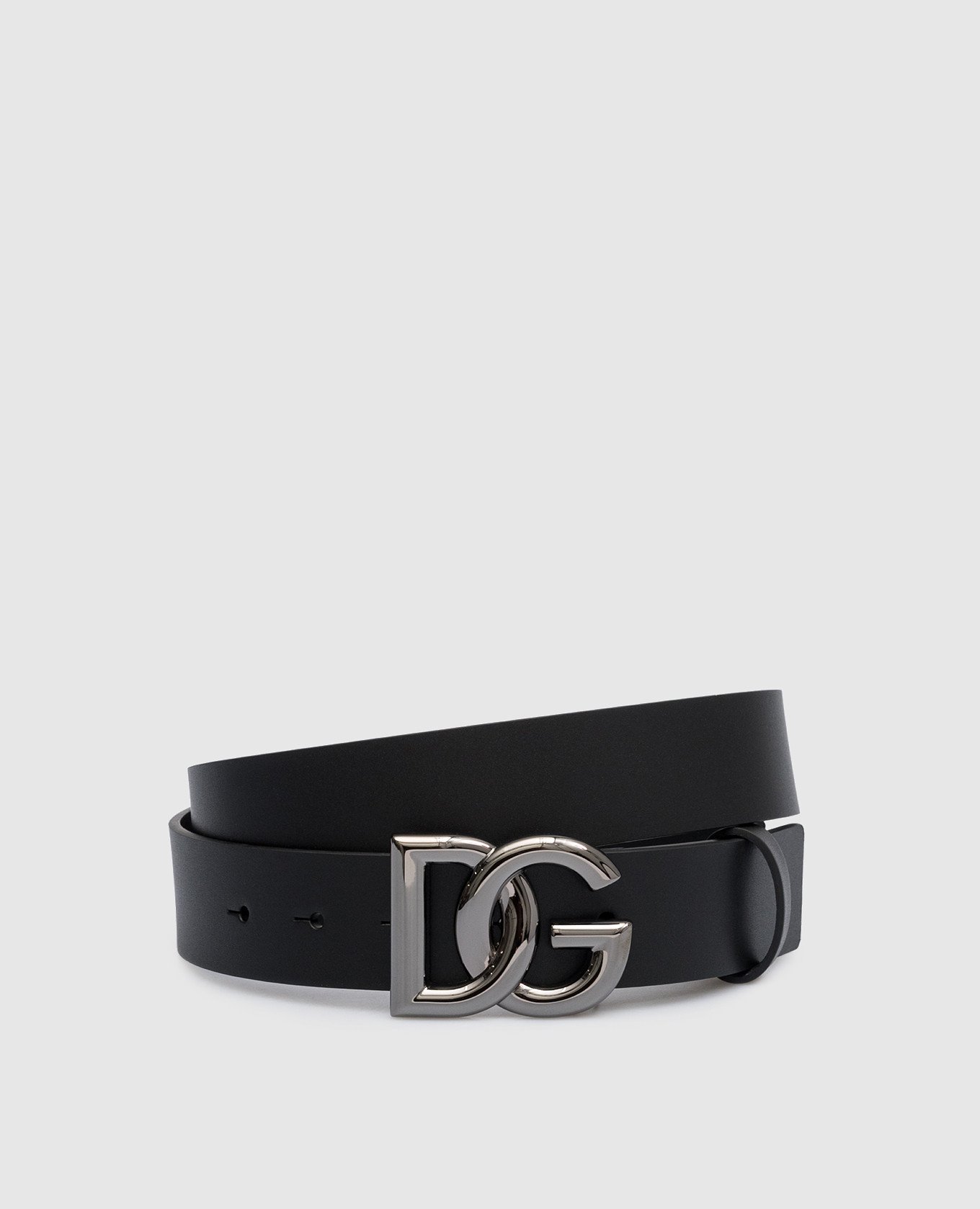 Black leather strap with metal DG logo