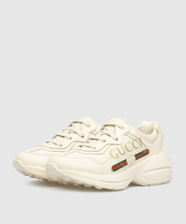 Gucci Дитячі світло-бежеві шкіряні кросівки 585089 зображення 2