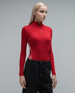 Moncler Красный гольф из шерсти с логотипом узором. 9F00001M1131