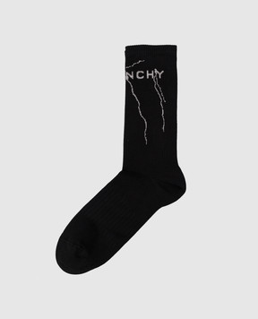 Givenchy Чорні шкарпетки з візерунком логотипа BMB0464YHM