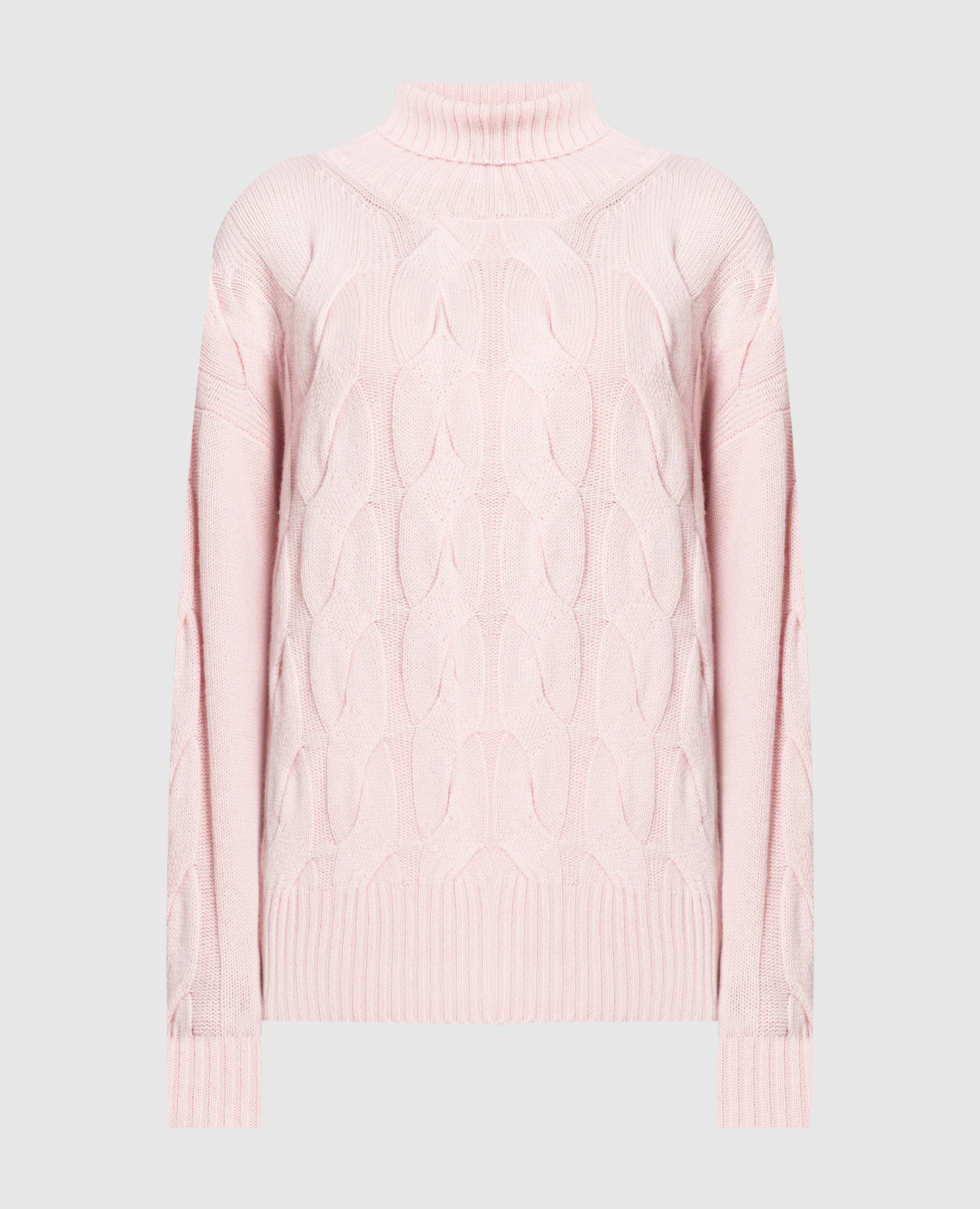 Pink sweater in wool and cashmere with a textured pattern