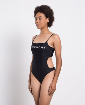 Givenchy Черный купальник с принтом логотипа. BWA01A3YFL