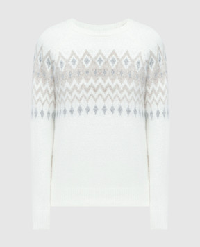 Brunello Cucinelli Білий светр з геометричним візерунком MSO504300