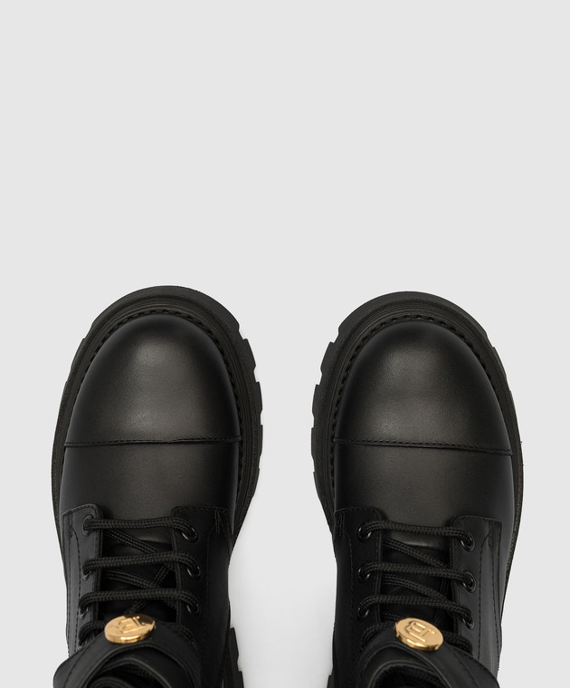Balmain Children's black leather boots with logo BT0P26Z0833 image 4