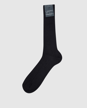 Bresciani Синие носки в рубке с кашемиром и шелком MC016UN0001XX