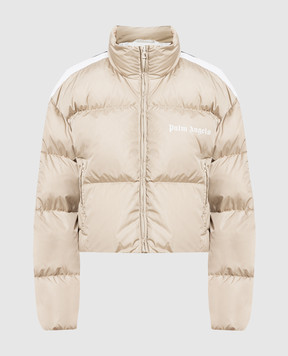 Palm Angels Beige down jacket with logo PWED018S23FAB001