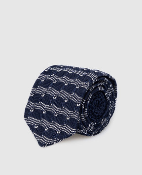 Stefano Ricci Детский темно-синий галстук из шелка в геометрический узор YCRMTSR8162