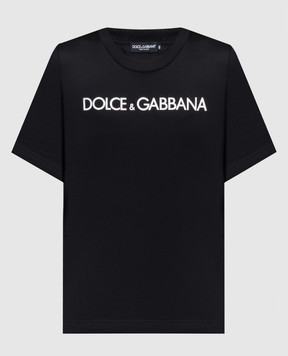 Dolce&Gabbana Чорна футболка з принтом логотипа F8U10TG7H4P
