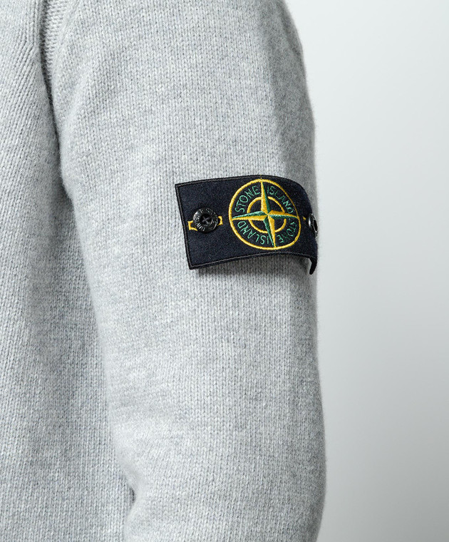 Stone Island Серый кардиган с патчем логотипа 7915547A3 изображение 5